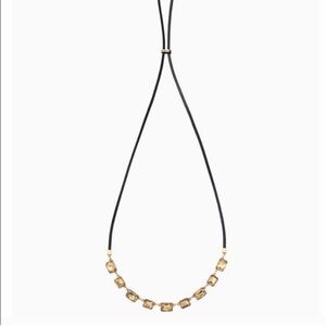 Stella & Dot - Reese Sparkle Necklace. Adjustable leather strap, gold tone